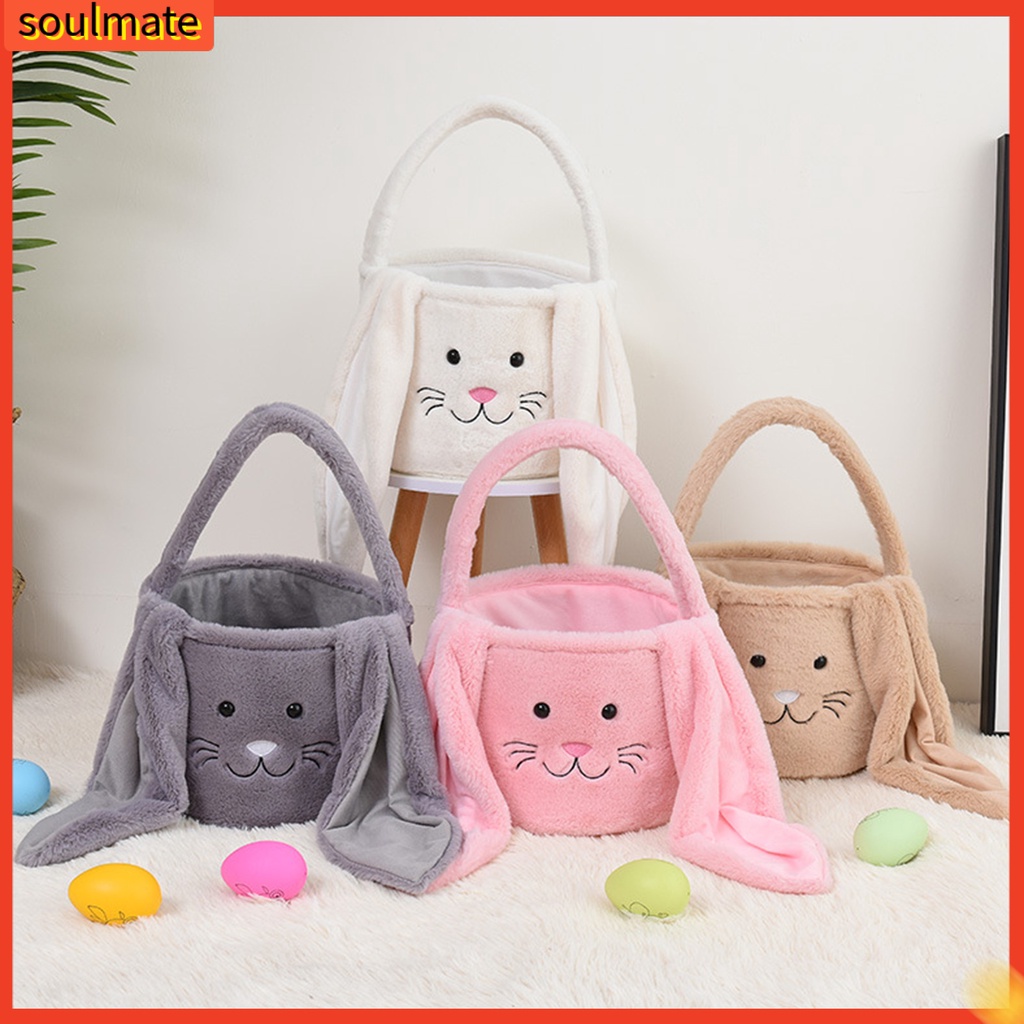 Giỏ lưu trữ bunny dung tích lớn di động sang trọng túi lưu trữ thỏ phục sinh giỏ kẹo đồ gia dụng