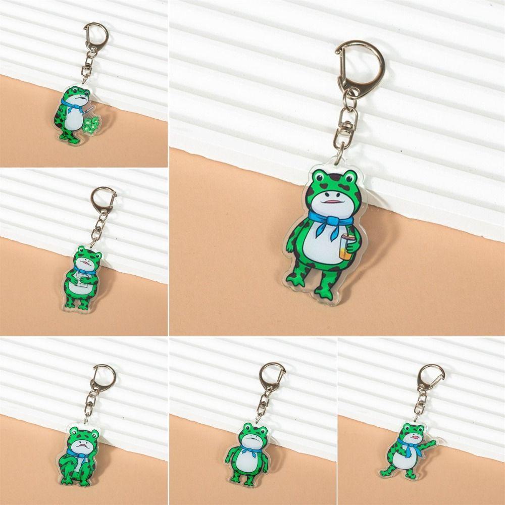 Móc khóa MMULCK bằng acrylic mặt ếch hoạt hình xanh lá treo túi làm đồ chơi cho trẻ em