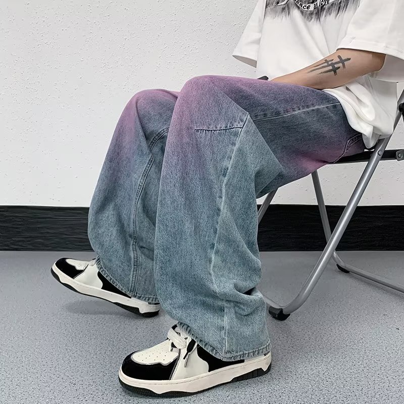 Quần Jeans Màu Gradient Phong Cách Thời Trang Retro Mỹ Dành Cho Nam Và Nữ