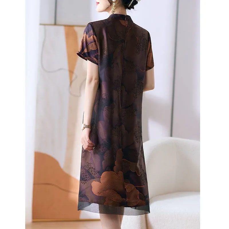 Đầm Sườn Xám Cách Tân Dáng Rộng Phong Cách Trung Hoa Thời Trang Mùa Hè Hàng Mới Dành Cho Nữ