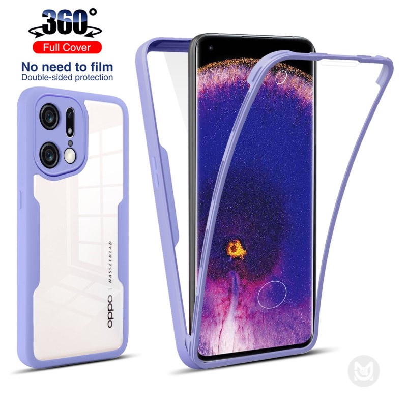 Ốp lưng trong suốt bảo vệ toàn diện 360 độ cho oppo find x5 pro x5lite reno 7 5f 5z 4z ốp lưng chống sốc silicon với phim màn hình phía trước