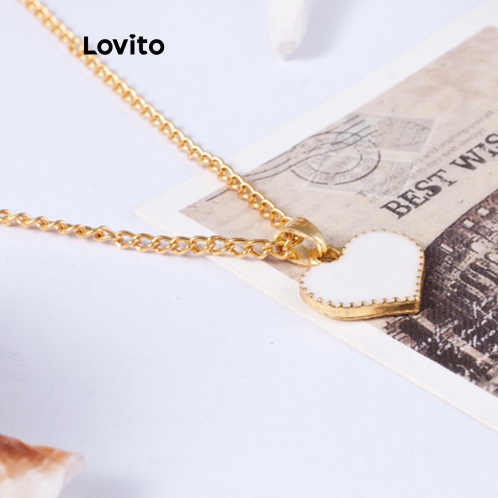 Dây chuyền trái tim Lovito kim loại màu trơn cho nữ L60AD039