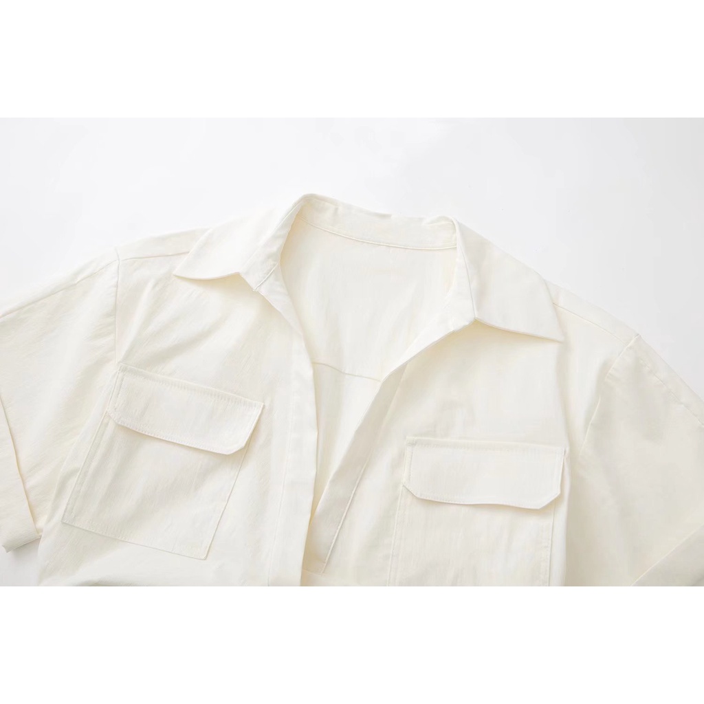 Áo Sơ Mi Zara Thắt Nút Có Túi Đôi Phong Cách Âu Mỹ Thời Trang Mùa Hè Cho Nữ 227385036