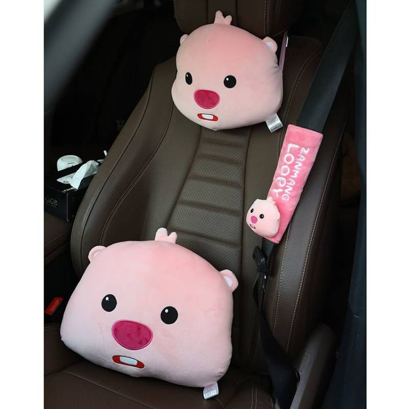 Cute Loopy Pink Little Beaver Ruby Plush Pillow Car Neck Pillow Headrest Lumbar Support Pillow Girl Car Decoration NlM1