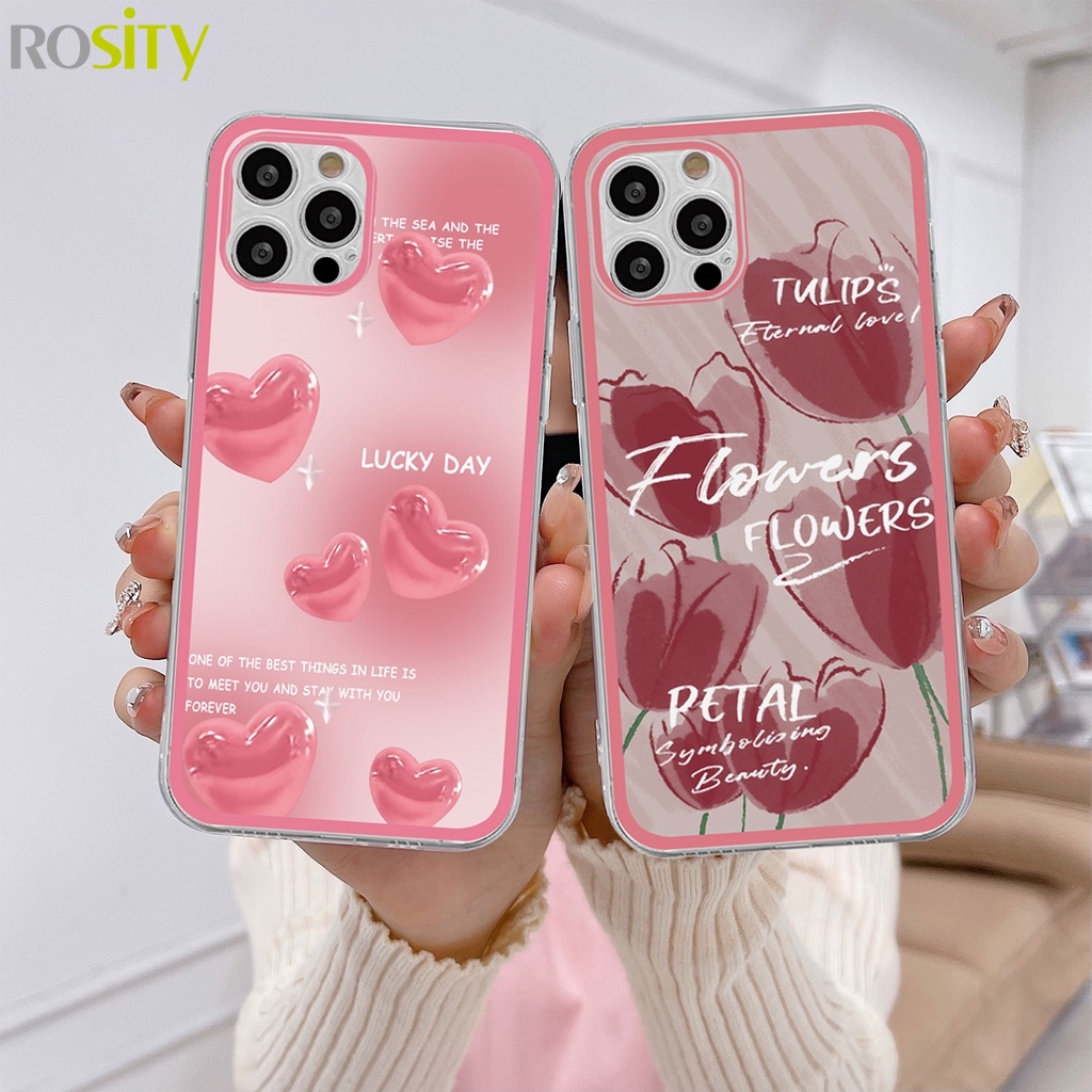 VIVO Y15S Y91C Y21 2021 Y21A Y21T Y12S V23E Y16 V21 Y12 Y20 Y30 Y21S Y20S Y12i Y33T Y01 Y91 Y30i Y93 Y95 Y15 Y17 T1 Y55 Y75 Y50 Y53S Y51 2020 Y51A Y10 Y33S Y1S Y11 Y31 Y20i Y91i vỏ điện thoại hình trái tim may mắn của những người yêu thích tulip garden