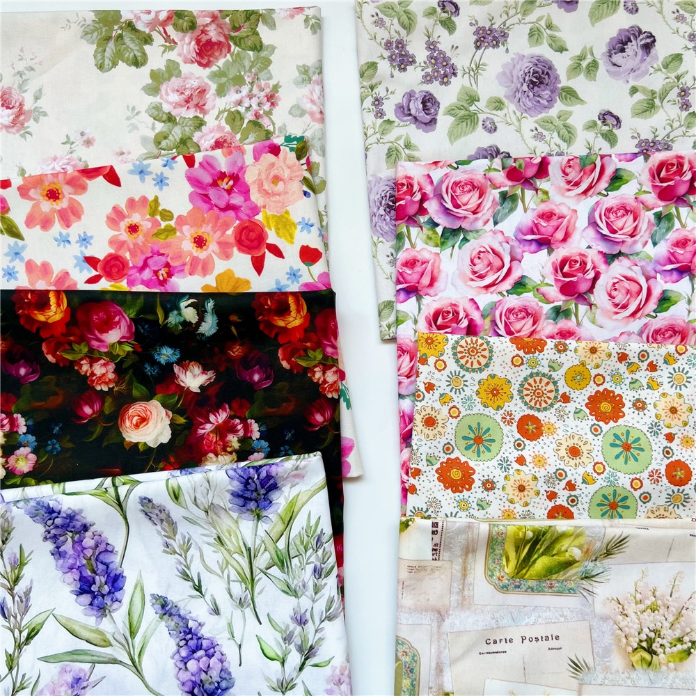 Mùa hè in đồng bằng bông vải, loạt hoa, tự làm quilting & may nguyên liệu trơn cho phụ nữ trẻ em ăn mặc, áo sơ mi, váy