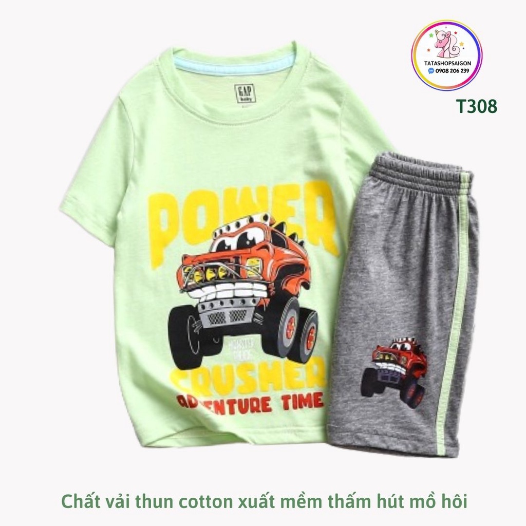 Đồ Bộ Cho Bé Trai 11-40 Kg Cotton Chính Phẩm In Hoạt Hình Hot Trend Mềm Mịn Mát  Set Quần Áo Trẻ Em 1-12 Tuổi T308