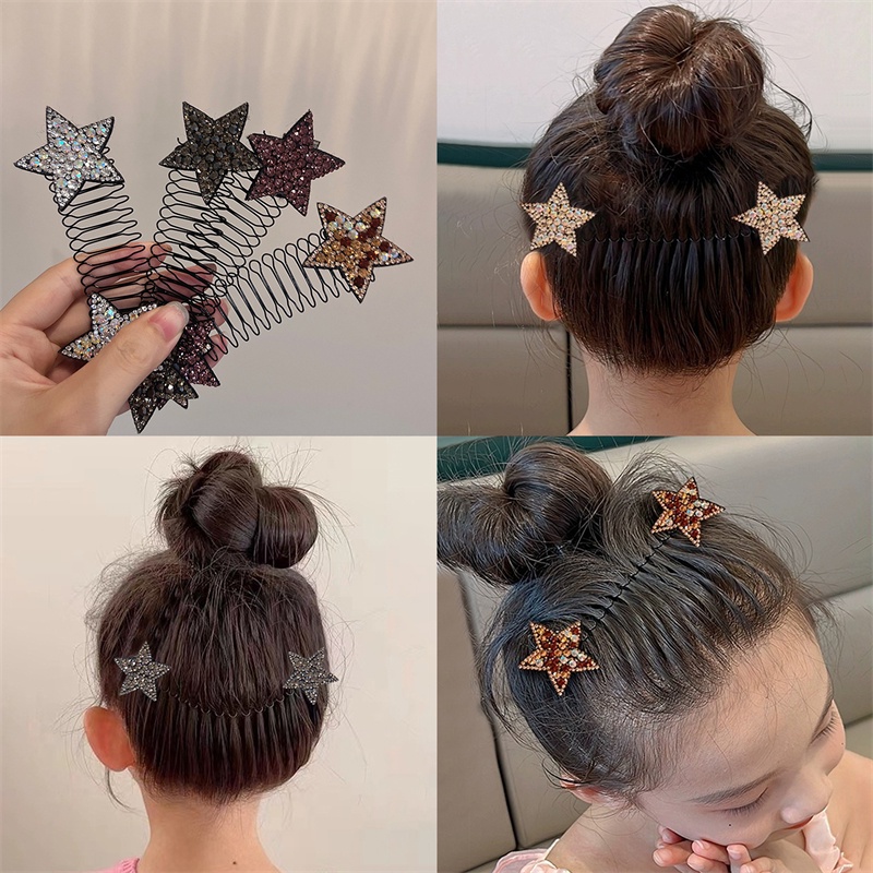Y2K Lược Chải Tóc Dạng Kéo Đính Đá Hình Ngôi Sao Xinh Xắn Cho Nữ