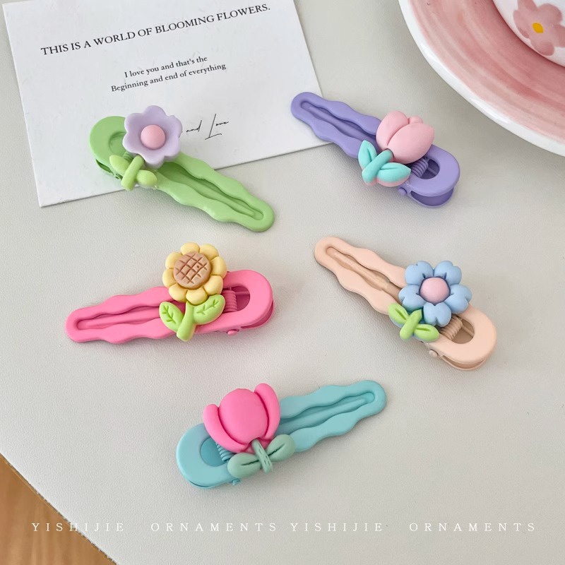 Kẹp Tóc Trang Trí Hoa Màu Kẹo Dễ Thương Dùng Làm Quà Tặng Sinh Nhật