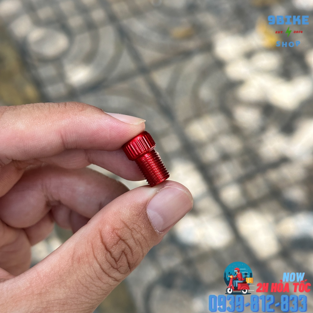 Đầu vòi bơm, đầu chuyển đổi van xe đạp sang van xe máy,van pháp sang van mĩ,bằng nhôm - GIÁ 1 CÁI - MÀU ĐỎ