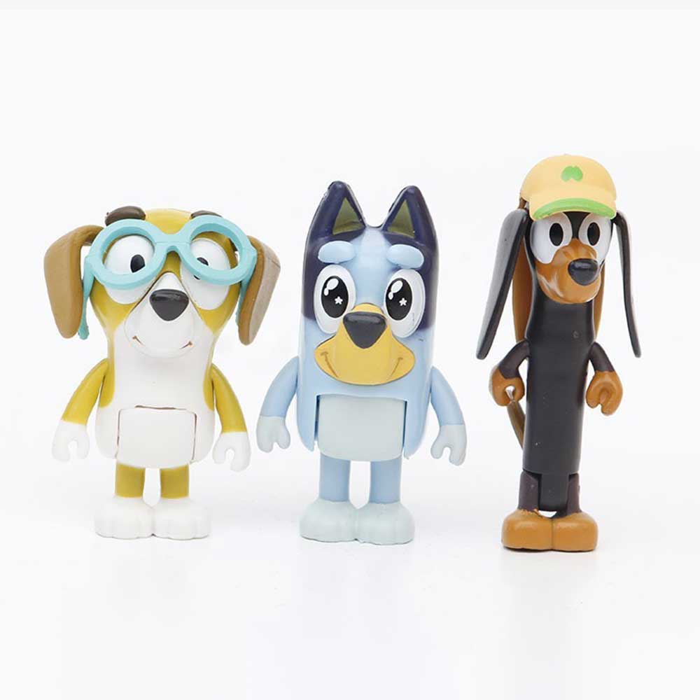 12Pcs Set Bluey's Family & Friends Pack Collect The World of Bluey Figure Toy