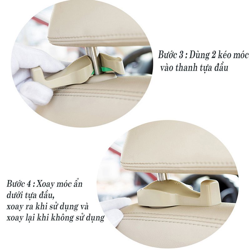 Hộp 2 Móc Treo Đồ Treo Đồ Sau Ghế Ô Tô Xe Hơi Độ Bền Cao