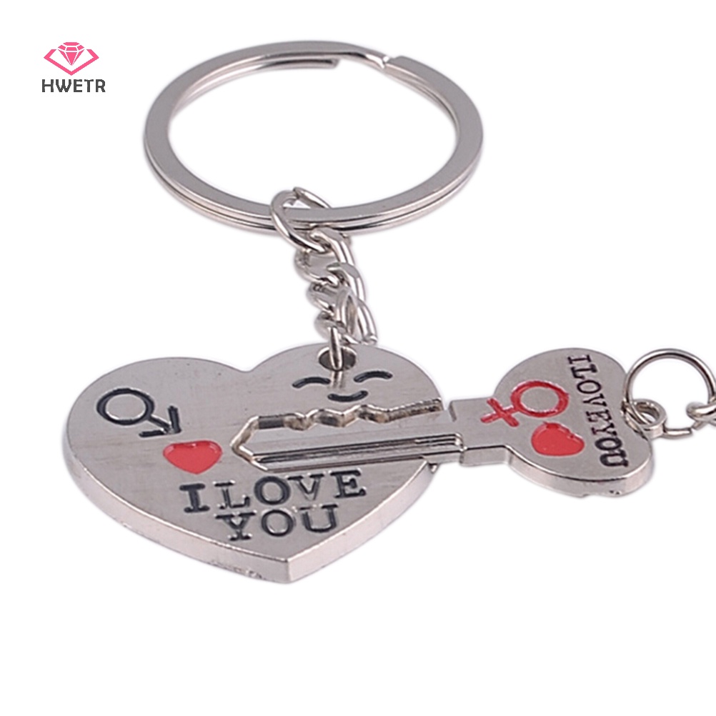 Hwetr 2 cái thời trang tình yêu trái tim vòng chìa khóa keyfob cặp đôi móc khóa lãng mạn quà tặng người yêu mới