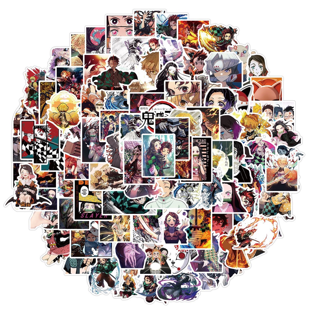 100 cái anime demon slayer: kimetsu no yaiba the movie: mugen train stickers cho mũ bảo hiểm xe đạp tài khoản tay bút chì hộp đề can lanlanstickersworld