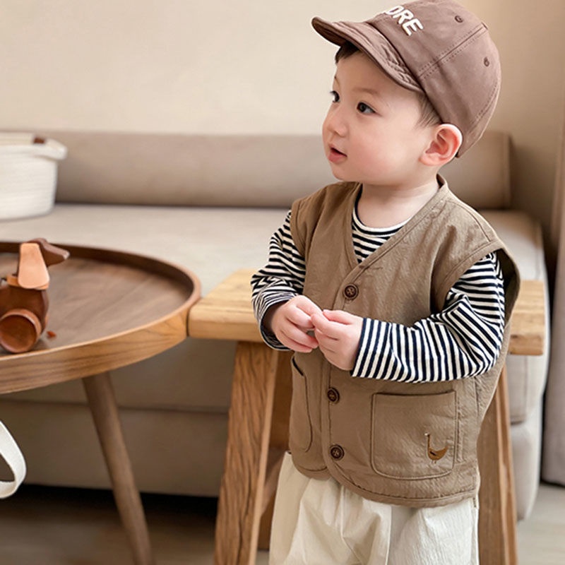 Áo Khoác Không Tay Thêu Họa Tiết Phong Cách Mới Thời Trang Xuân Thu Cho Bé Trai