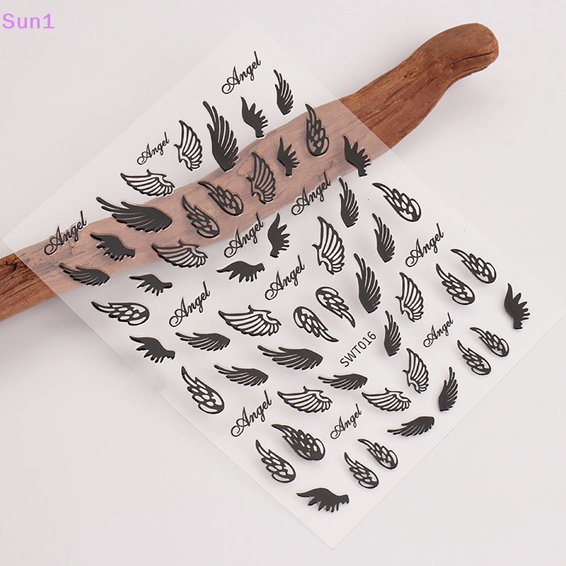 Sun1> sliver nails stickers mental sun moon star lock angel wing decals nail ch 3d adhesive sliders spring decor accessories tốt