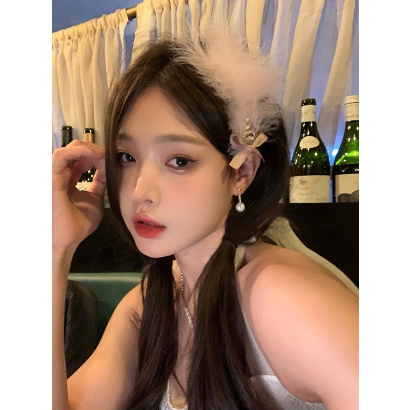 1 cái fairy beautiful feather kẹp tóc cưới kẹp bên tóc mũ cho cô gái mát mẻ ngọt ngào