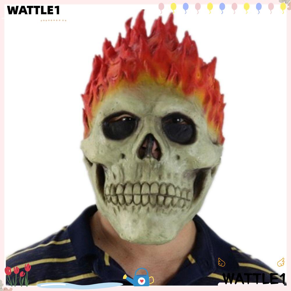 Wttle ghost face knight headgear, flame cosplay masquerade skull flame, facial makeup latex skull headgear halloween
