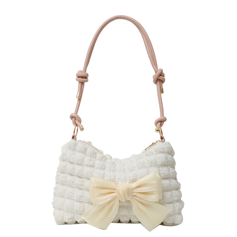 Moweikaidi thời trang hàn quốc mới retro nơ thắt nơ túi dưới cánh tay thời trang đơn giản túi đeo vai thông thường