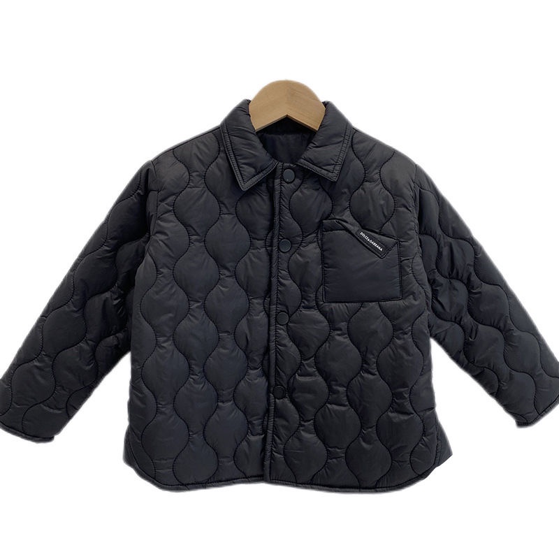 Quần áo trẻ em bé trai và bé gái áo khoác đệm bông mùa thu đông bé kẻ sọc quần áo cotton áo khoác trẻ em dày