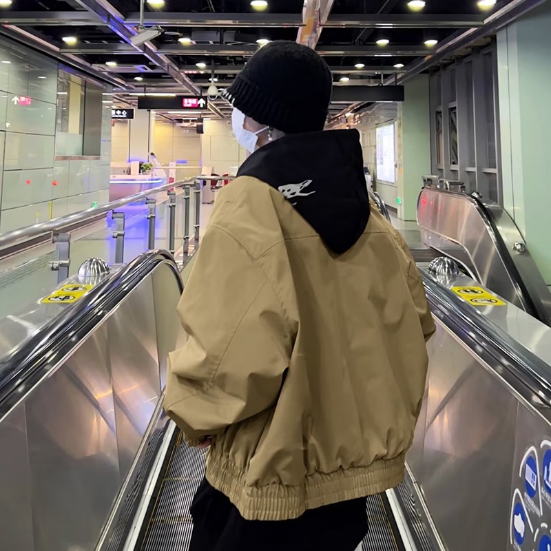 Kyushuad Áo Khoác Có Nón Tay Dài Màu Trơn  Tiêu Chuẩn harajuku Thời Trang Trẻ Trung Cho Nam