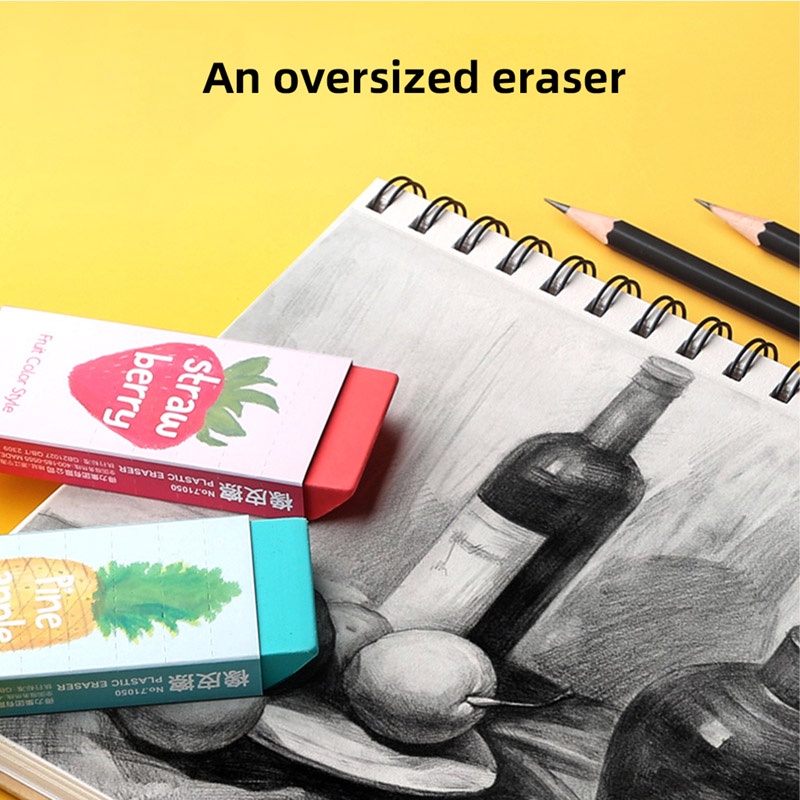 Gôm tẩy siêu to Deli hình vẽ hoa quả - cỡ lớn dùng lâu dài ít vụn tẩy sạch không gãy xóa chì 2B dành cho học sinh JP4