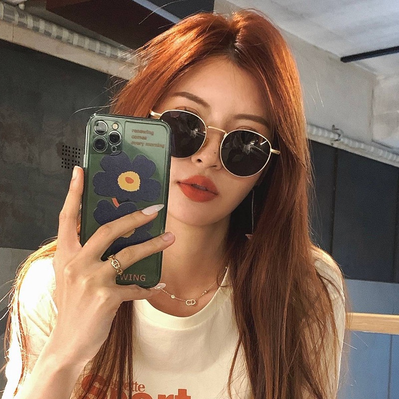 Kính râm thời trang cho nữ che nắng ngoài trời khung tròn uv kính râm hợp thời trang