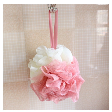 Bông Tắm Tròn Tạo Bọt Có Dây Treo Siêu Mềm Cao Cấp, Bông Tắm Tẩy Tế Bào Chết 2 Màu Xuất Nhật