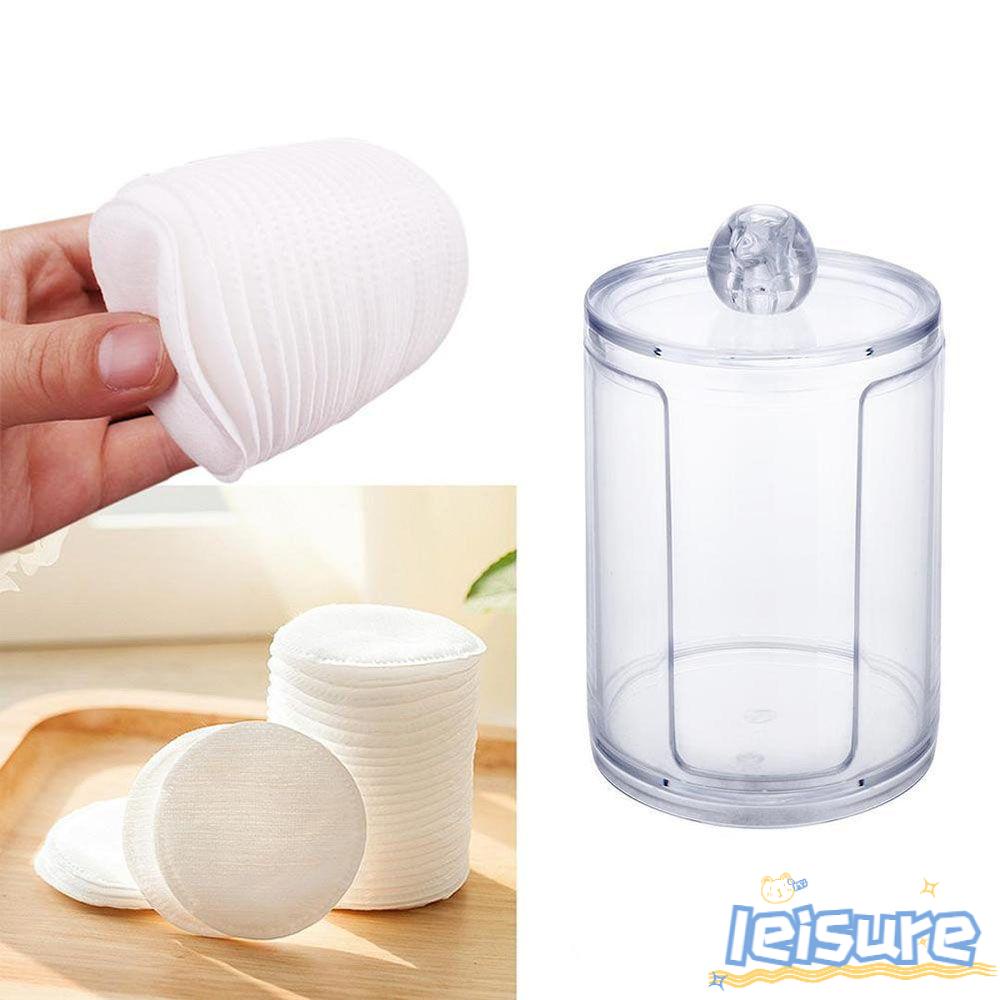 ♫Daphne♫ Hộp Đựng Bông Tẩy Trang Bằng Acrylic Kèm Giá Đỡ Hình Tròn Tiện Dụng