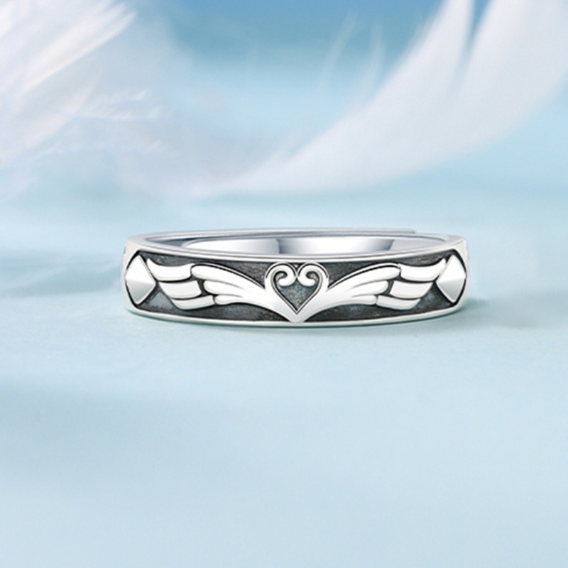 2 Nhẫn Xếp Chồng Lên Nhau Hình Đôi Cánh Thiên Thần Thời Trang Cho Cặp Đôi