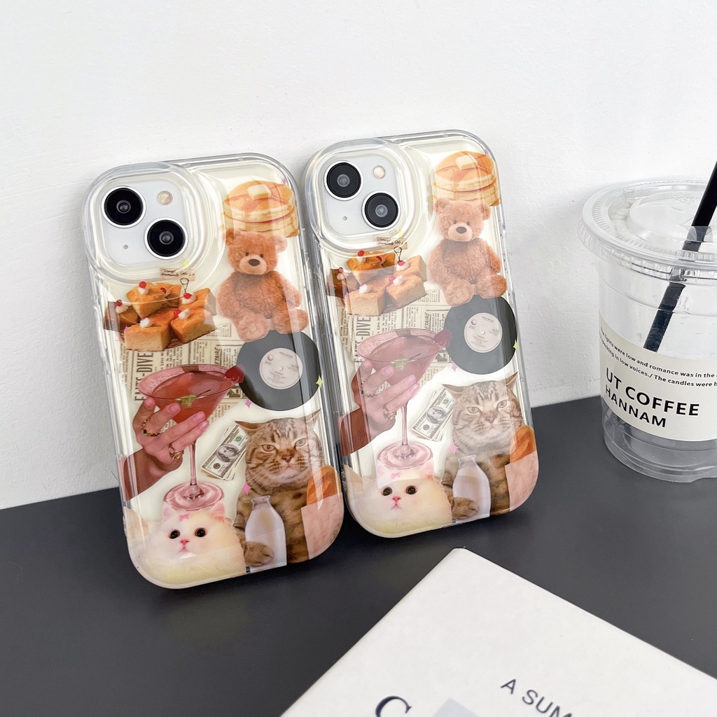 Ốp Điện Thoại Silicone TPU Mềm Trong Suốt In Hình Mèo Bảo Vệ Ống Kính Máy Ảnh Cho iPhone 14 13 12 11 Pro Max