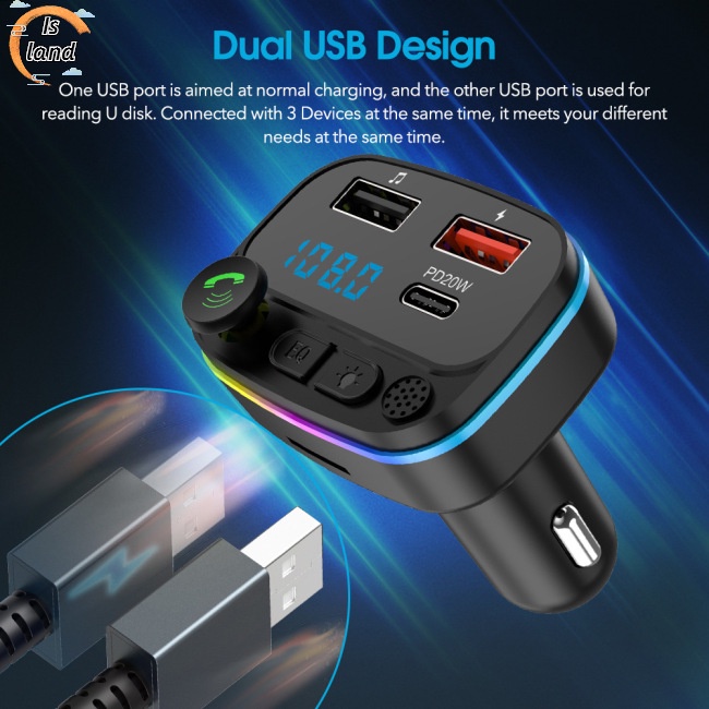 Máy Nghe Nhạc Mp3 Hai Cổng Usb Sạc Nhanh Pd20w B2 Led Kết Nối Bluetooth Cho Xe Hơi