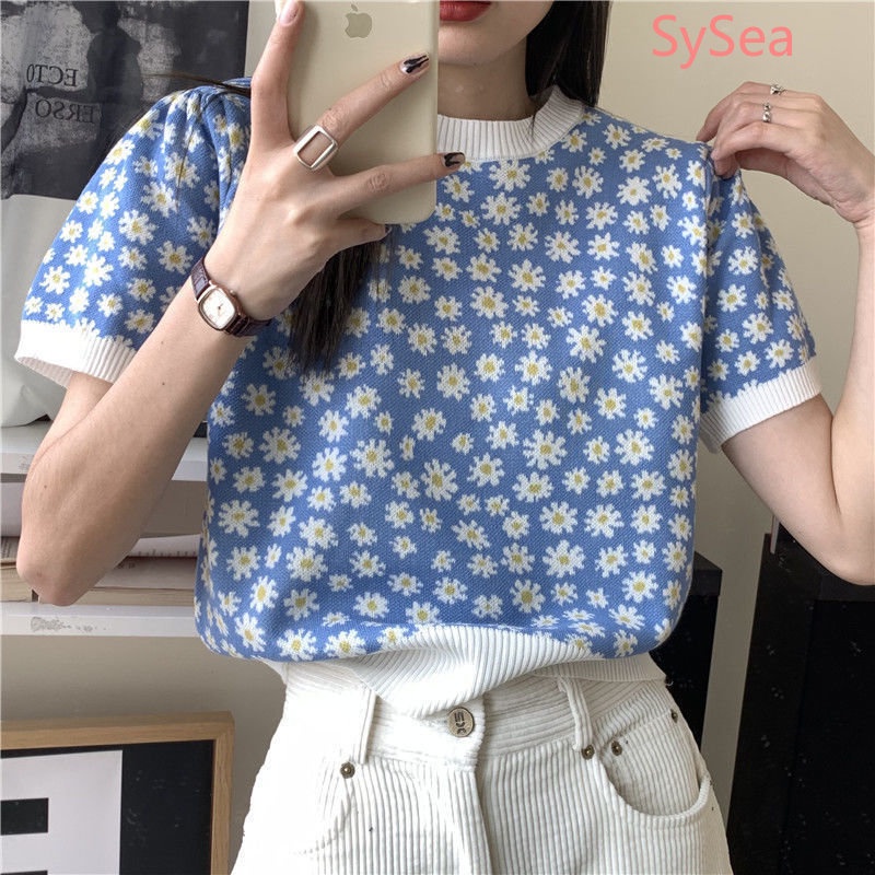 Áo Dệt Kim Dáng Rộng In Hoa Kiểu Retro Thời Trang Mùa Hè Cho Nữ