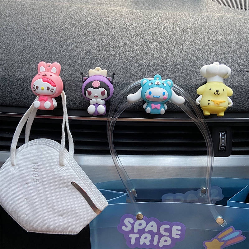 Cartoon Car Sticky Hook Car Co-Pilot Front Row Stitch Stitch Cute Storage Small Hook Car Interior Decoration THeE