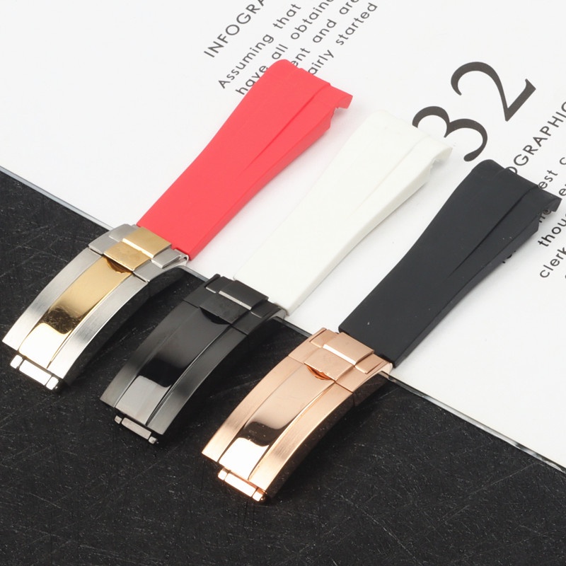 Dây Đeo Thay Thế Bằng Cao Su Silicone Đầu Cong 20mm 21mm Cho Rolex Water Ghost King