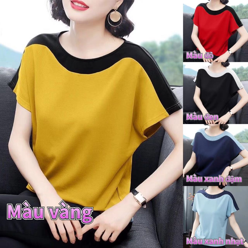 Áo Phông Trung Niên Nữ Ngắn Cổ Tròn Dáng Rộng Cỡ Lớn Thời Trang Cho Phụ Nữ Trung Niên áo big size trung niên nữ
