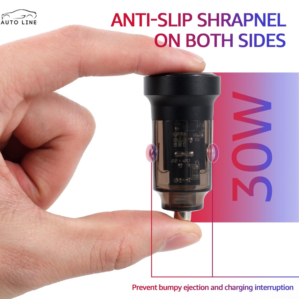 Tẩu Sạc Nhanh 12-24V 30W Cổng Kép SHOPCYC4715 Cho Xe Hơi