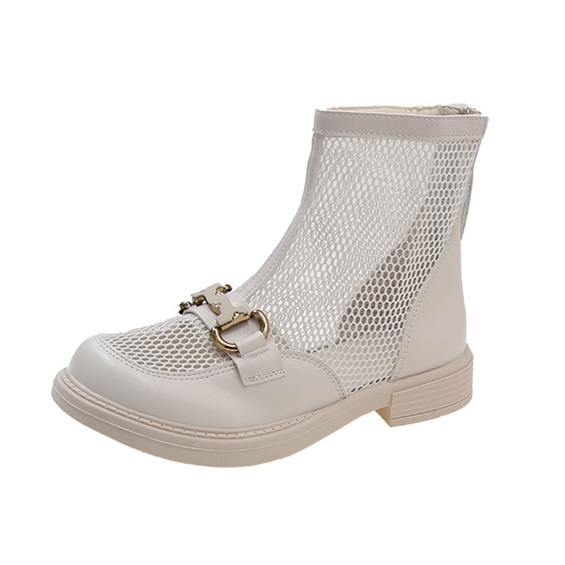 122 Giày Bốt Lưới Rỗng Thoáng Khí Đế Phẳng Có Khóa Kéo Thời Trang Bán Chạy