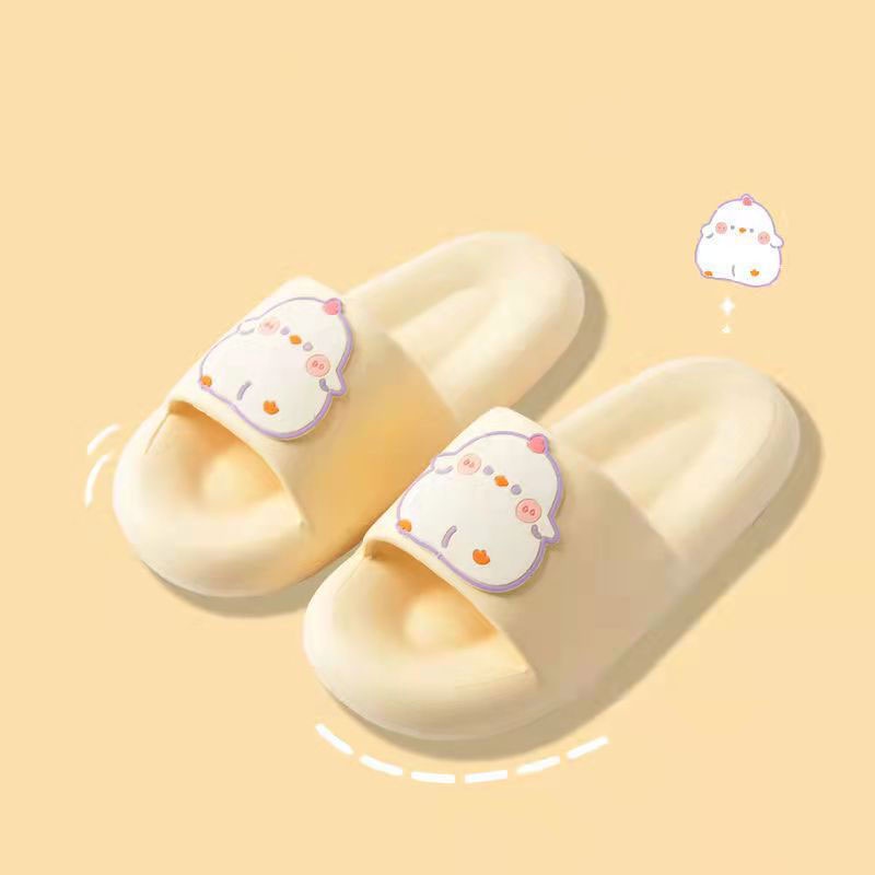 Dép Đế Dày 3cm Mềm Mại Họa Tiết Gà Con Đáng Yêu Cho Nữ