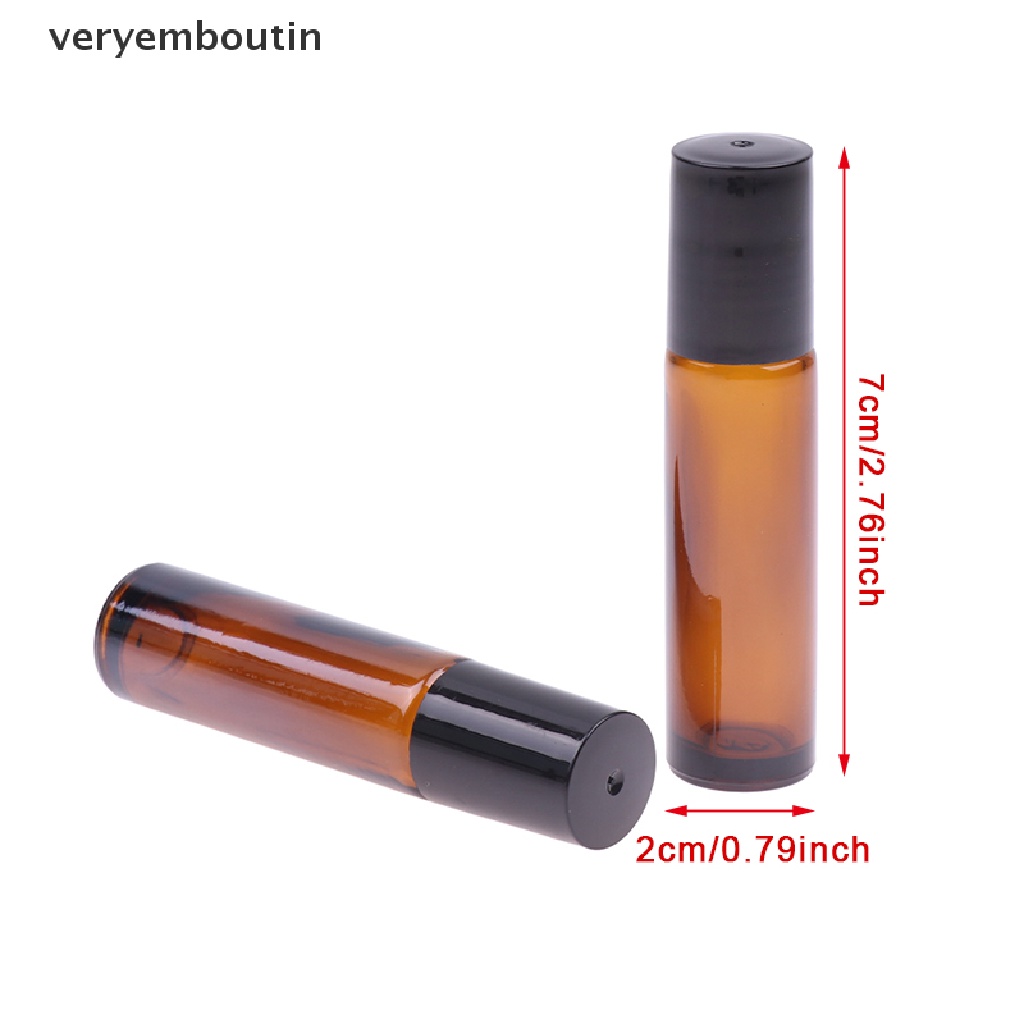 Lọ Thủy Tinh Rỗng 10ml Màu Hổ Phách Có Đầu Lăn Kim Loại