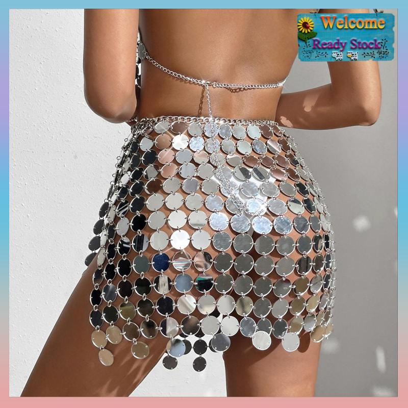 Chân Váy Múa Bụng Đính Kim Sa Lấp Lánh Thời Trang Cho Nữ
