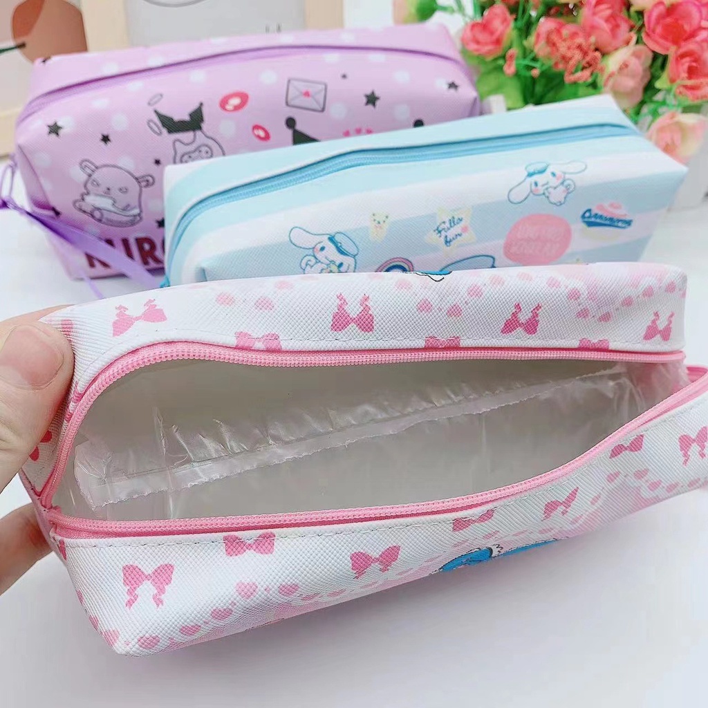 Sanrio Túi Đựng Bút Túi bút Hộp bút chì Bằng Da Họa Tiết Hoạt Hình Sanrio Nhật Bản Đáng Yêu Bút chì