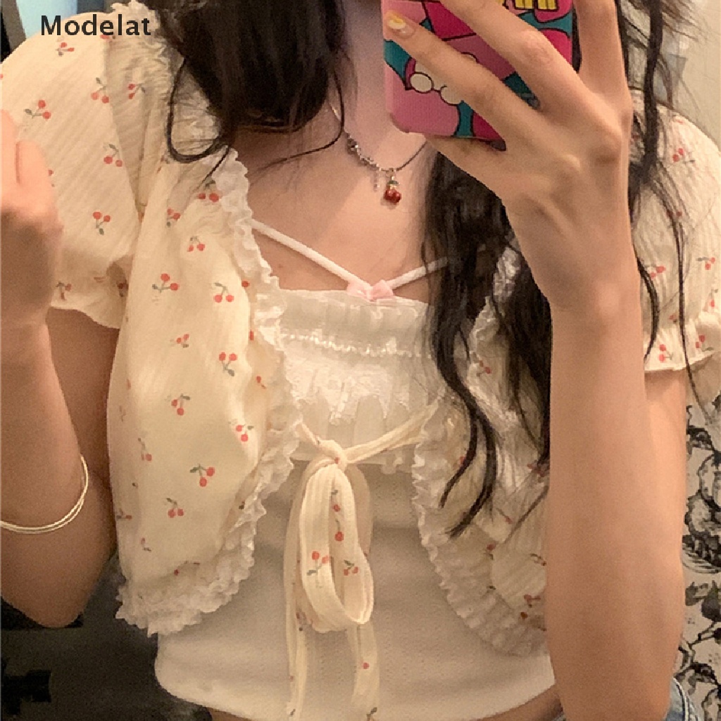 Áo hai dây GJCUTE MFC in hoa phối ren gợi cảm thời trang đi biển mùa hè cho nữ