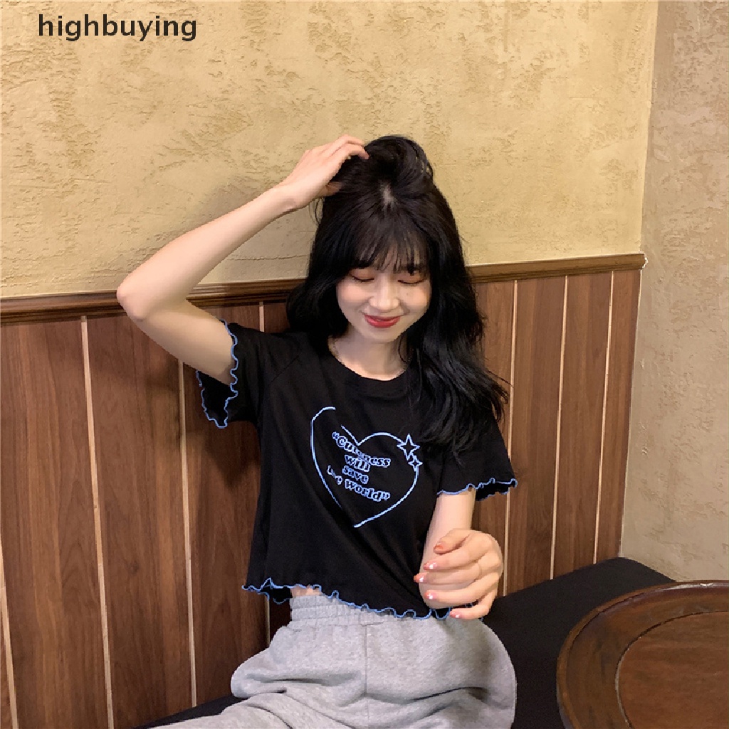 Áo Thun Lửng Ngắn Tay Cổ Tròn In Họa Tiết Belle Thời Trang Mùa Hè Cho Nữ