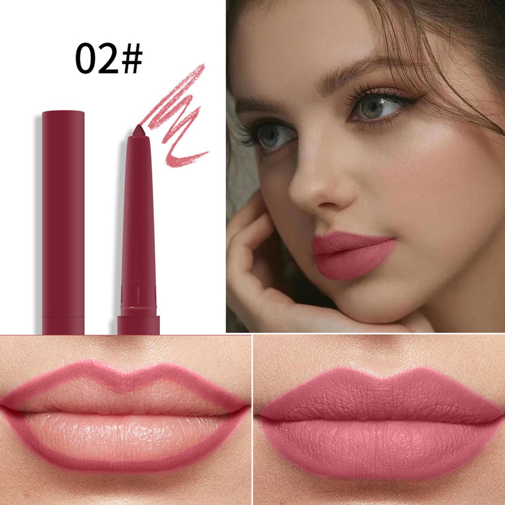 Set Son Môi Dạng Bút Chì 6 Màu Lì Tự Nhiên Lâu Trôi Chống Thấm Nước Dưỡng Ẩm S6B8