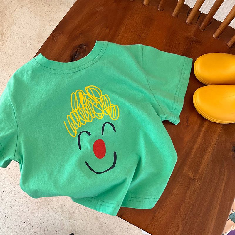 Áo Thun Cotton Mỏng Tay Ngắn In Họa Tiết Hoạt Hình Phong Cách Phương Tây Thời Trang Mùa Hè Cho Bé Trai Và Gái