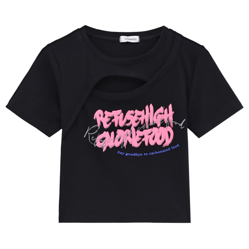 Áo thun NRVP tay ngắn in họa tiết phong cách Hàn Quốc cho nữ