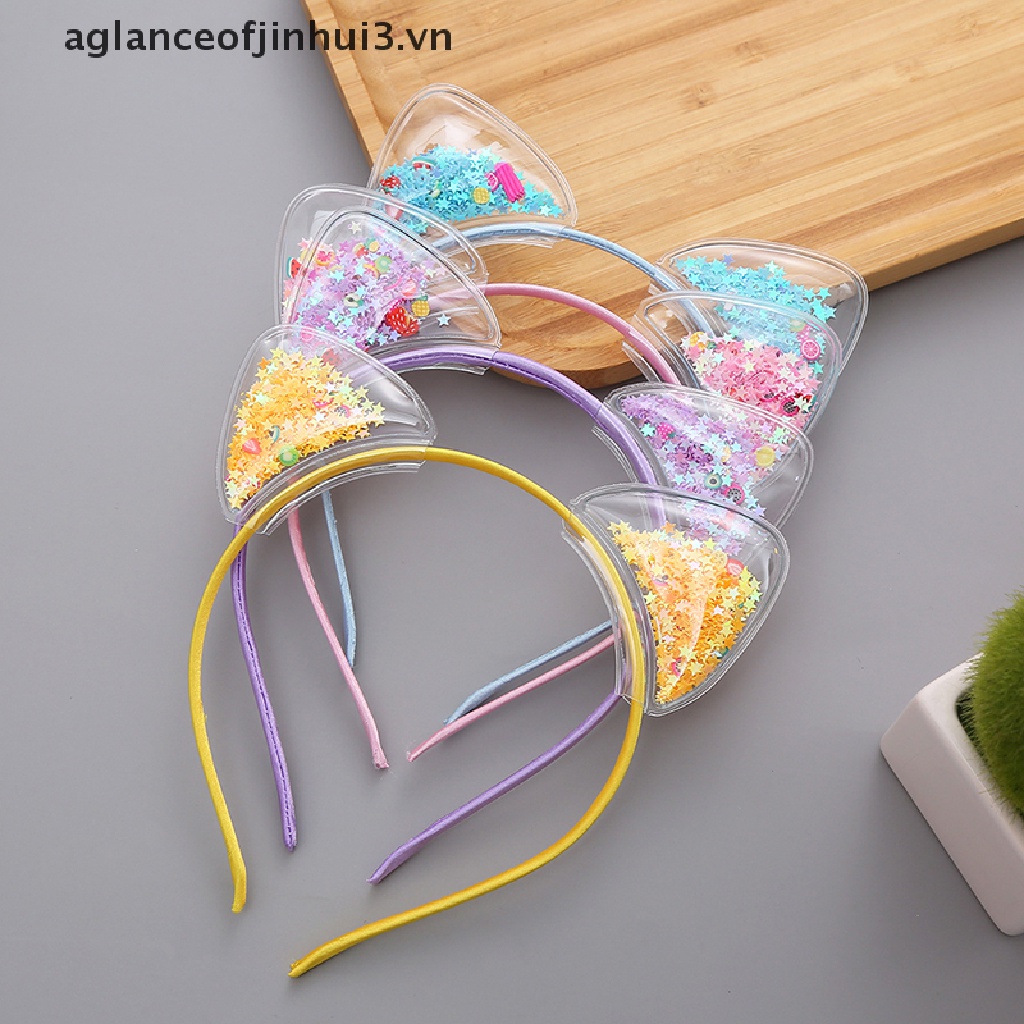 ~ Afhvn ~ Băng Đô Trong Suốt Phối Kim Tuyến Lấp Lánh Thời Trang Cho Bé Gái