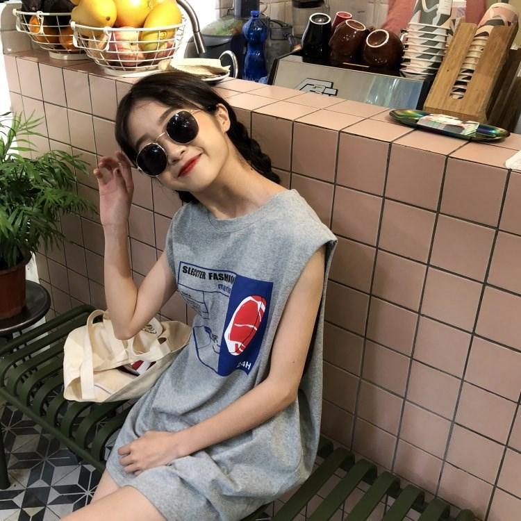 Áo Thun Sát Nách Dáng Rộng In Chữ Trước Sau Lưng Phong Cách Hàn Quốc Thời Trang Mùa Hè Cho Nữ