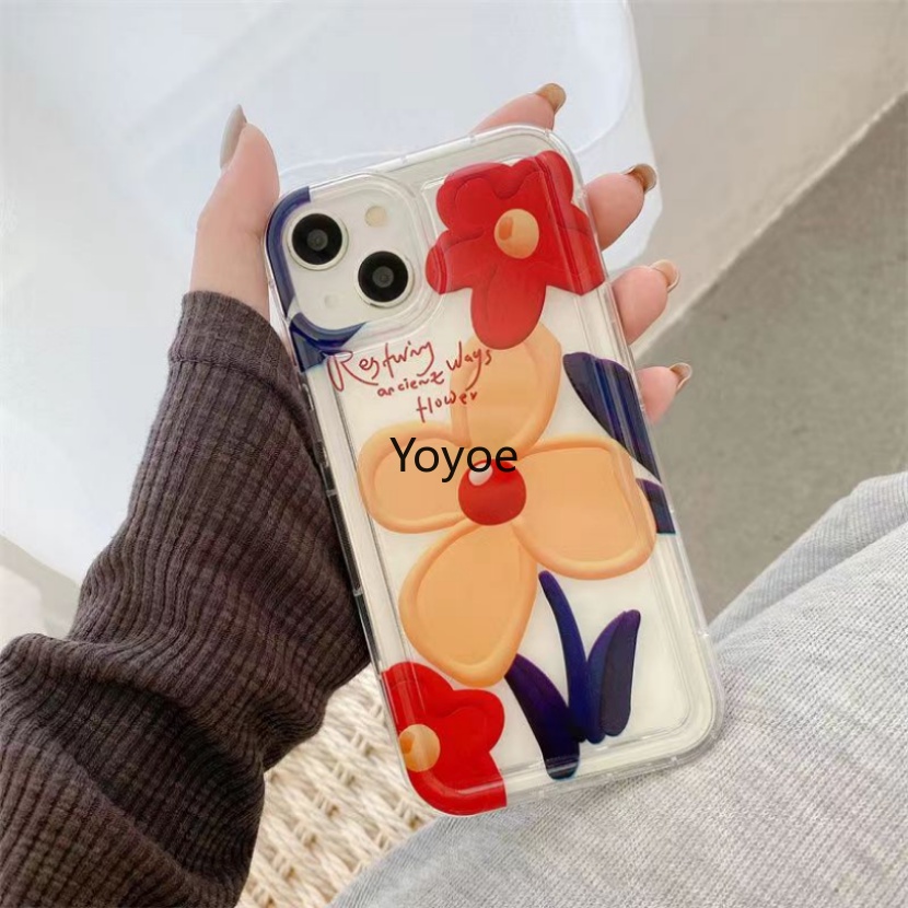 Ốp Điện Thoại Silicon Mềm Đen Họa Tiết Hoa Chống Sốc Cho iPhone 14 13 12 11 Pro Max X XR XS 7 8 Plus SE